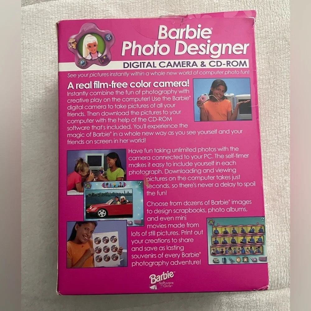 Barbie Photo Designer 1998 Digital Camera and CD-Rom New In Box Mattel Fast Ship